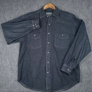 Arizona Denim Button Down Shirt Mens M Black Long Sleeve 100% Cotton Workwear